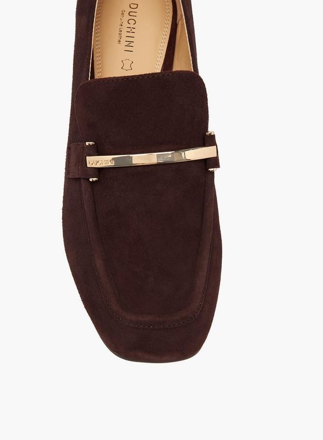 DUCHINI Women Block Heel Leather Loafers - Image 4